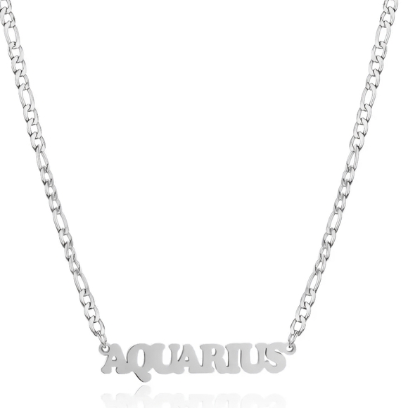 Aquarius Necklace Zodiac Stainless Steel - Picture 3 of 6
